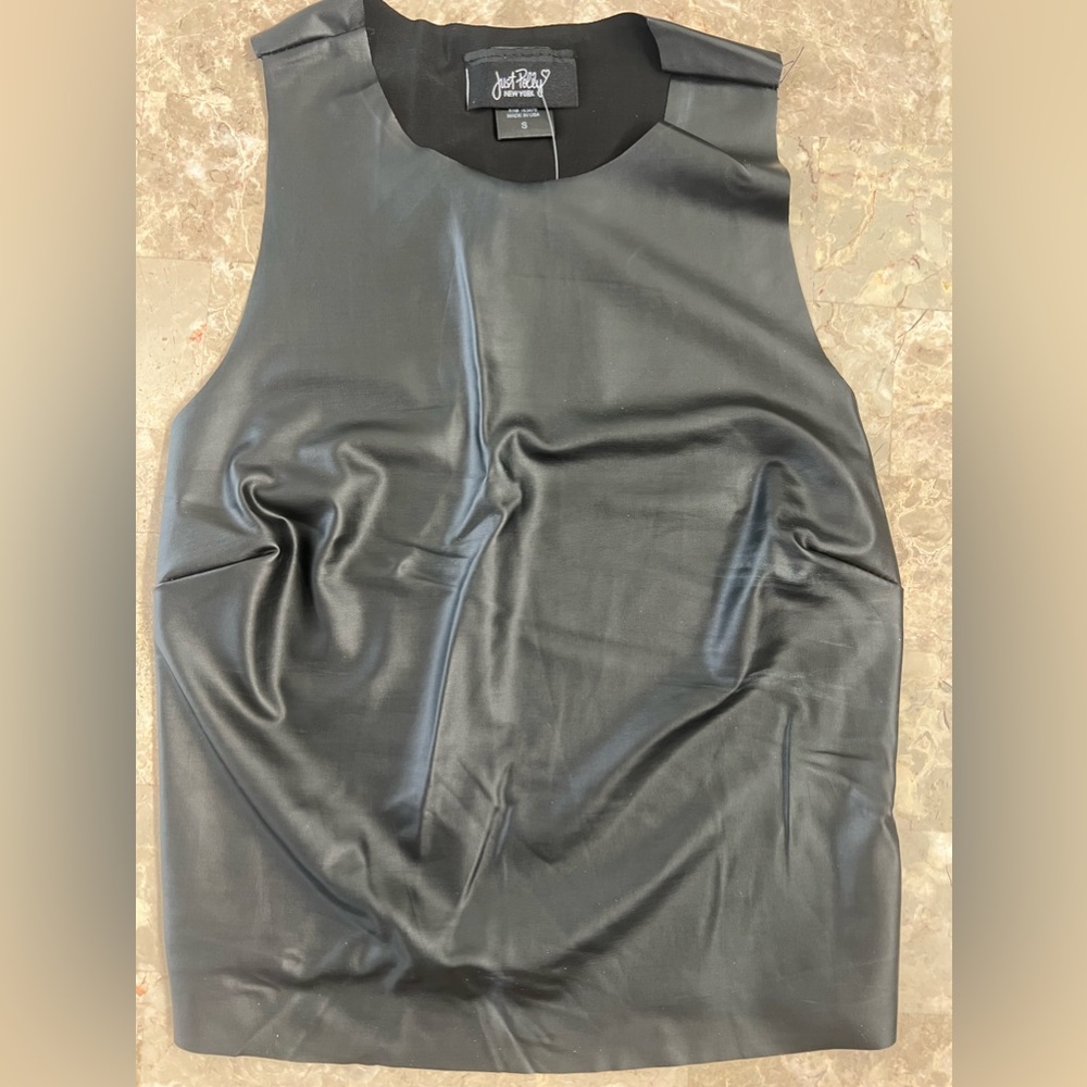 NWT Just Polly Faux leather tank S